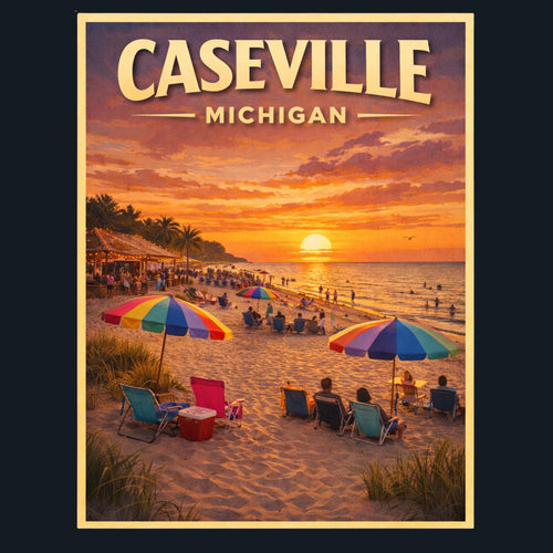 Caseville Michigan Magnet | Lake Huron Sunset Beach Souvenir, 2x2 Inch Fridge Cling