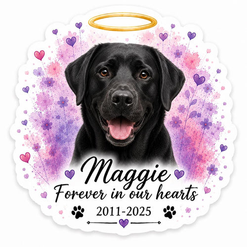Custom Pet Memorial Sticker | Watercolor Pet Portrait Decal (Die Cut)