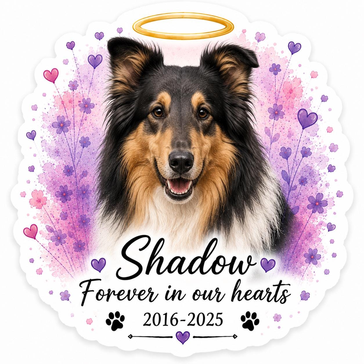 Custom Pet Memorial Sticker | Watercolor Pet Portrait Decal (Die Cut)